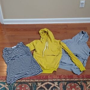 Two nursing hoodies and tank top